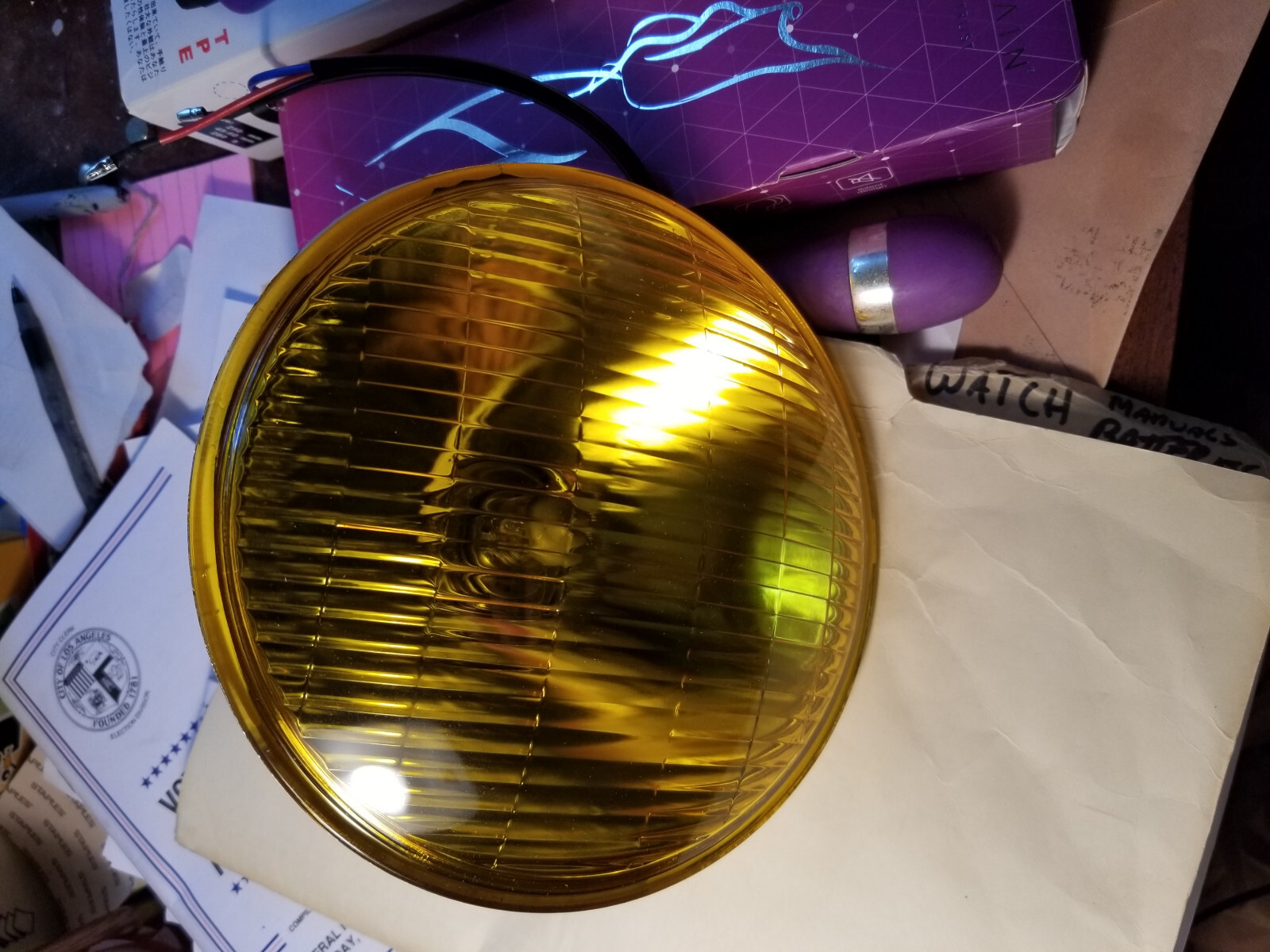Amber Halogen 7″ headlight replaceable H4 bulb vintage CAFE LENS & BULB ONLY