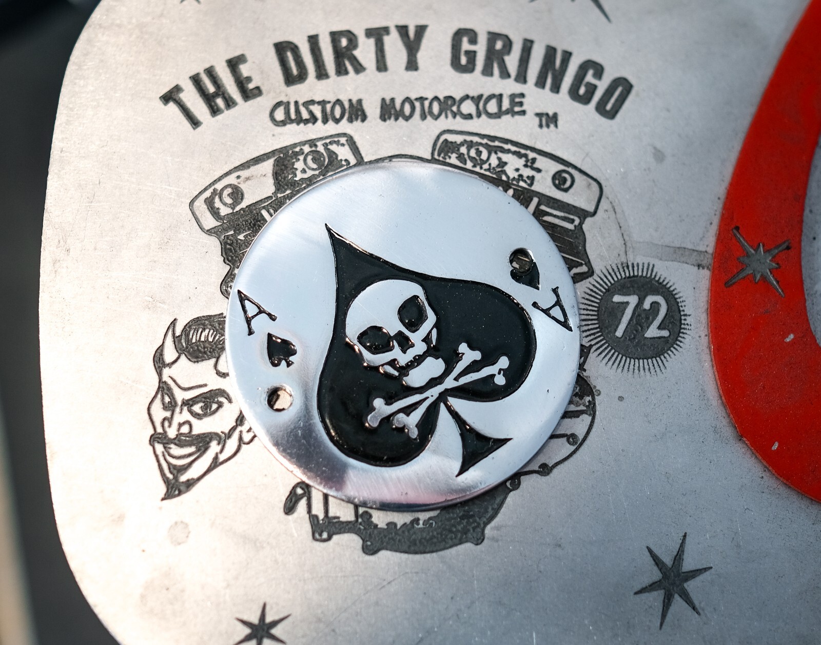 Vietnam Death Card Ace Spades Polished Points Cover for Harley Shovelhead Evo