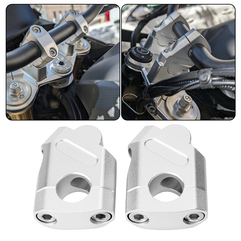 11/8″ 28mm Motorcycle Handlebar Handle Bar Riser Mount Clamp Silvery Universal