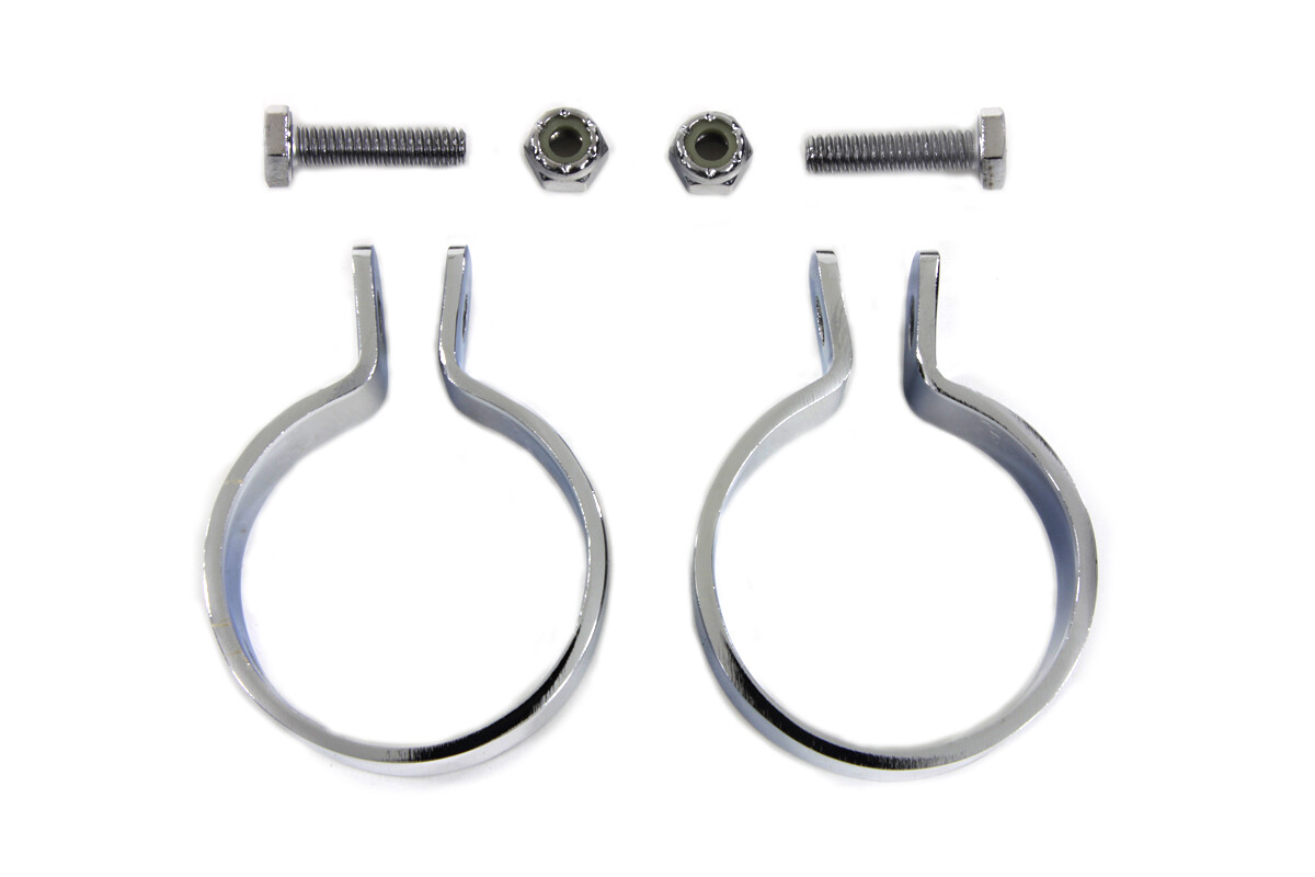 Harley Muffler End Clamp Set 2 Chrome 1-7/8″ Inlet W/ Hardware V-Twin 31-2103 Q3