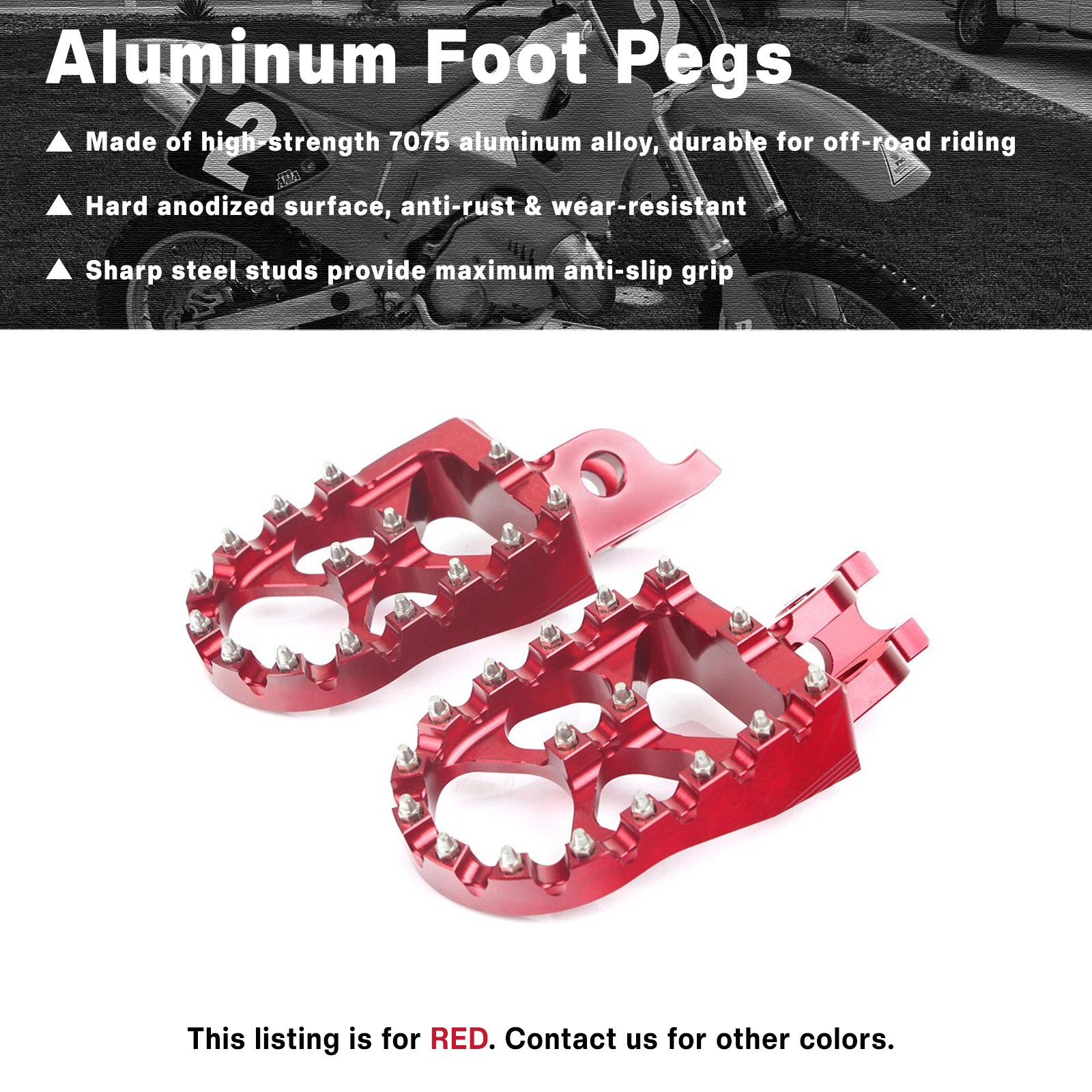 Billet MX Wide Foot Pegs For Honda CR125/250R CRFC450L CRF1000L CRF1100L 2026 25