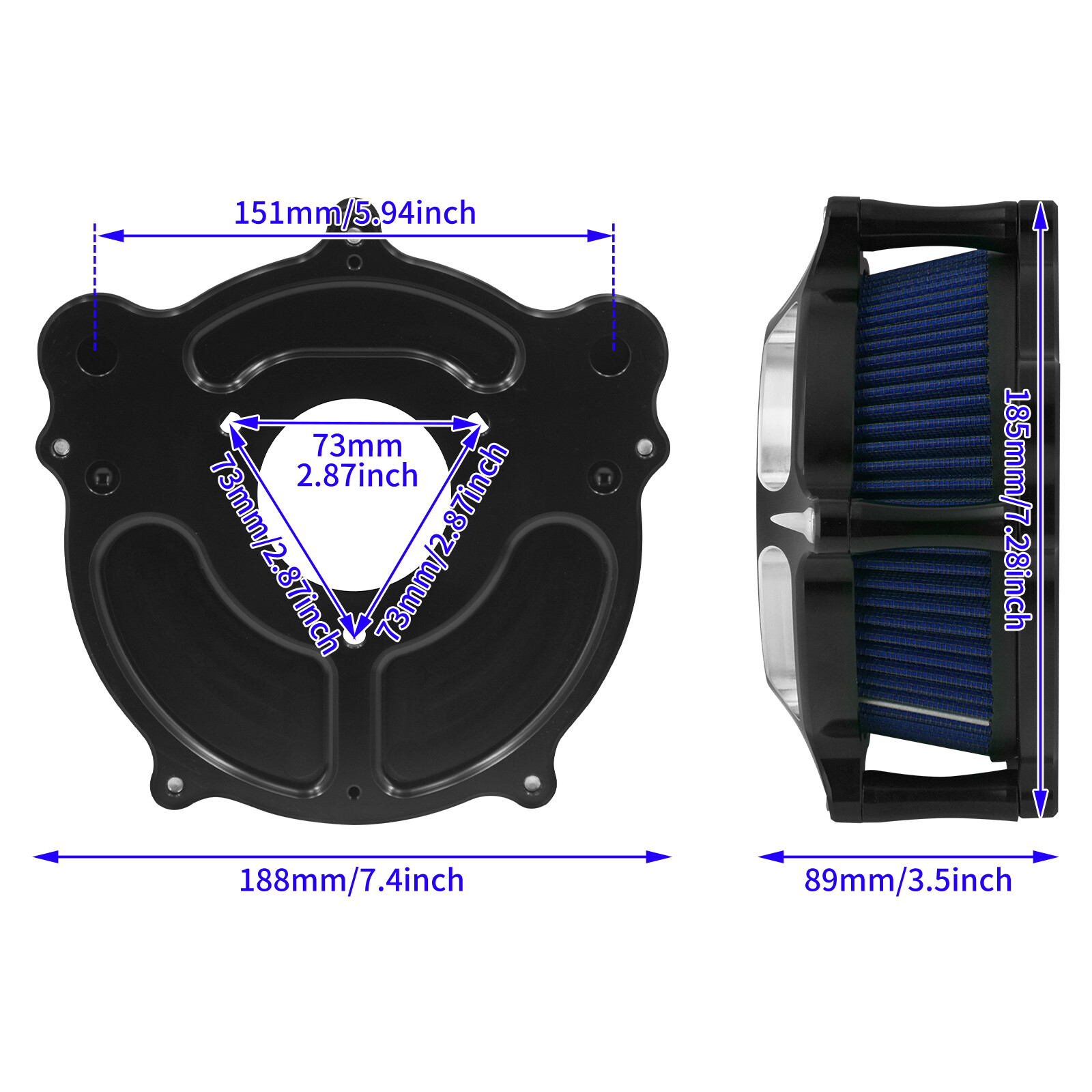 Transparent Air Filter Blue Intake For Harley 08-2016 Touring Road Electra Glide