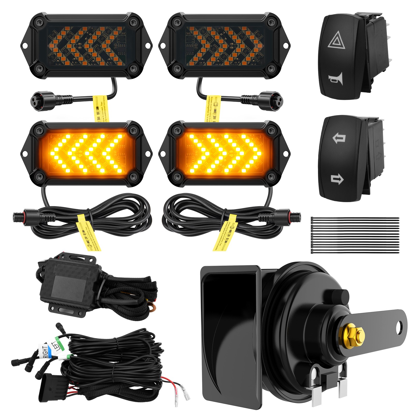 Street Legal UTV Turn Signal Kit with 110dB Horn, UTV Blinker with Rocker Switc