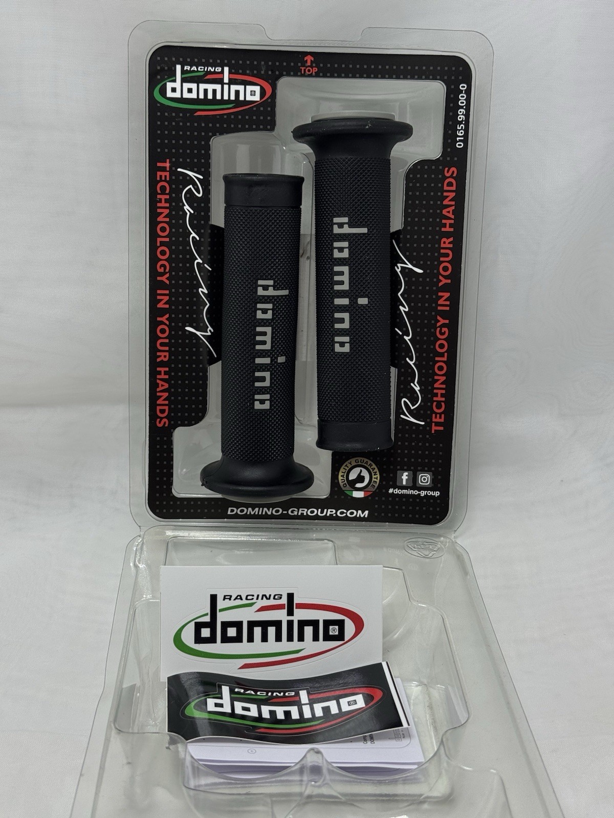 Domino A010 MotoGP Grips – Black/Grey, 125mm / Open Ends A01041C5240B7-0