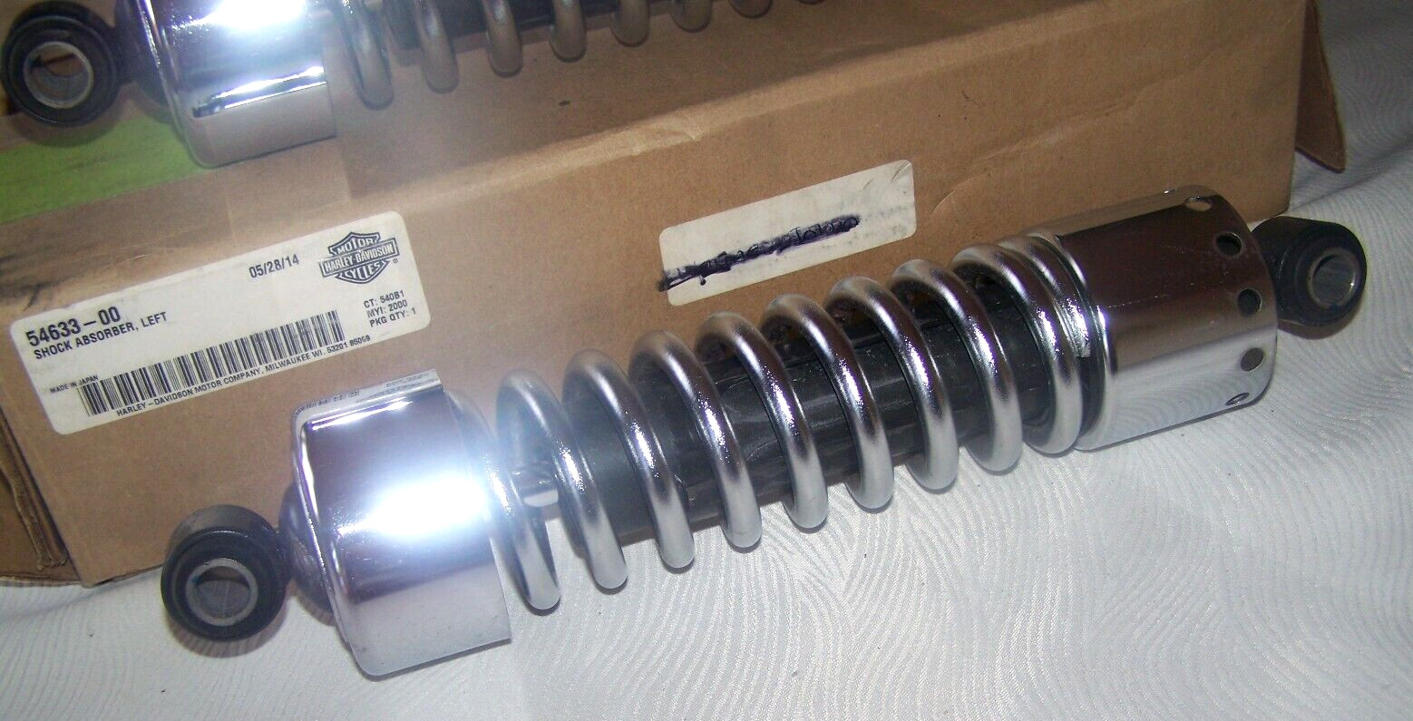 Harley Davidson OE Chrome Shock Absorber Set Left Right 54633 & 54634 Boxed
