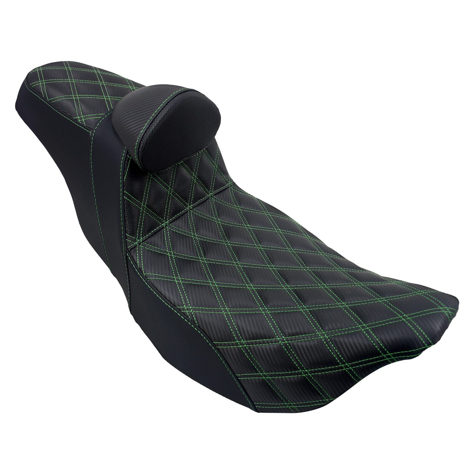 Driver Passenger Seat Green Line w/ Backrest For Harley Road Street Glide 09-23