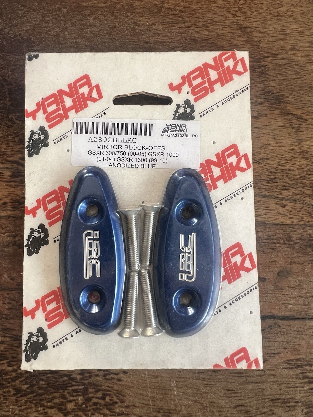 Yana Shiki GSXR 600 750 1300 Blue Mirror Block-off Suzuki Hayabusa
