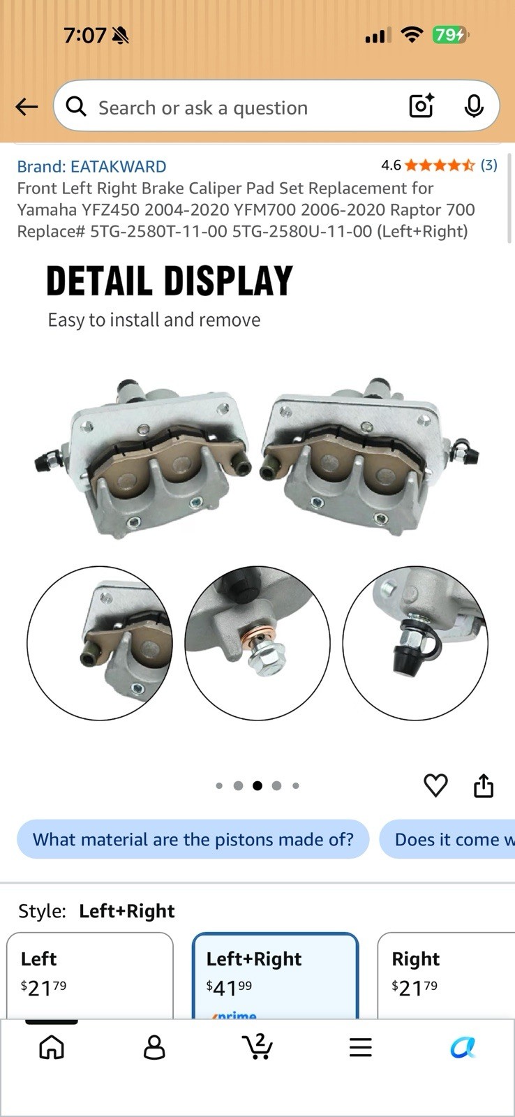 Front Left Right Brake Caliper Pad Set Replacement for Yamaha #0128