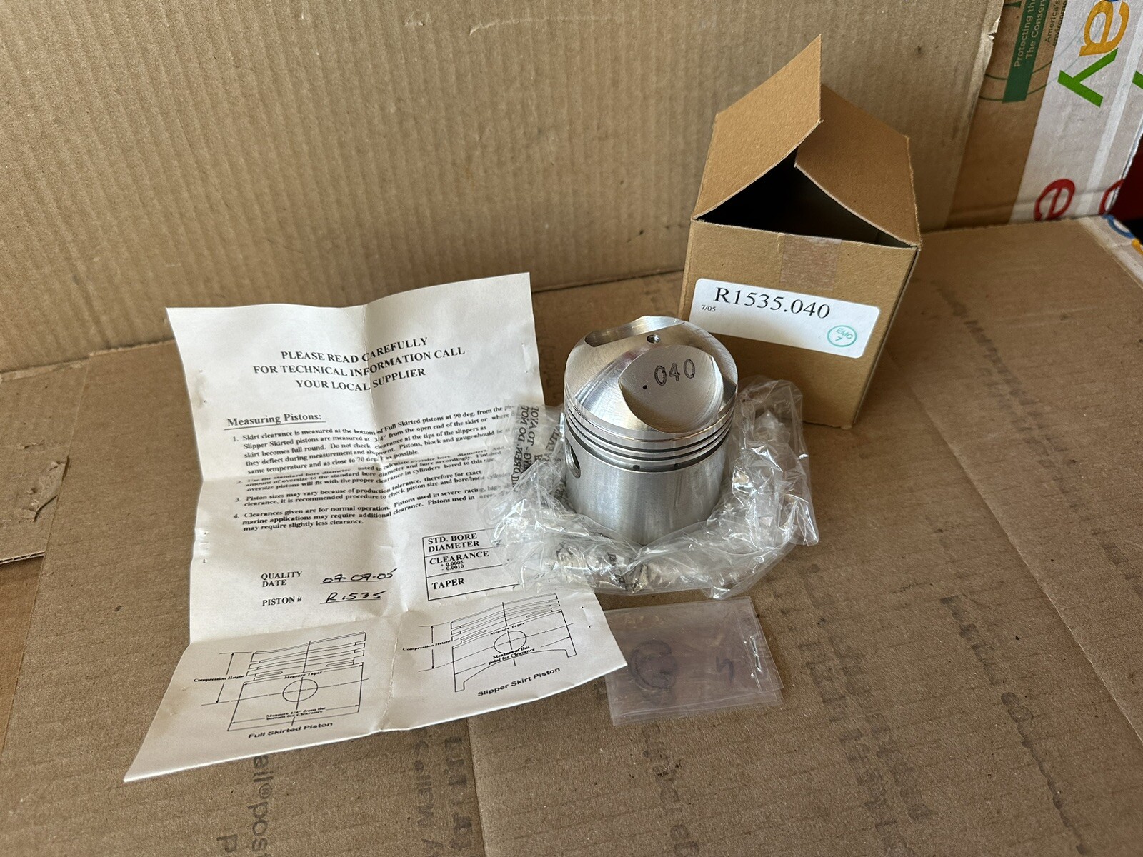 NOS Indian Arrow Scout 149 249 Robbins Piston 9.5:1 Compression .040” Over Bare