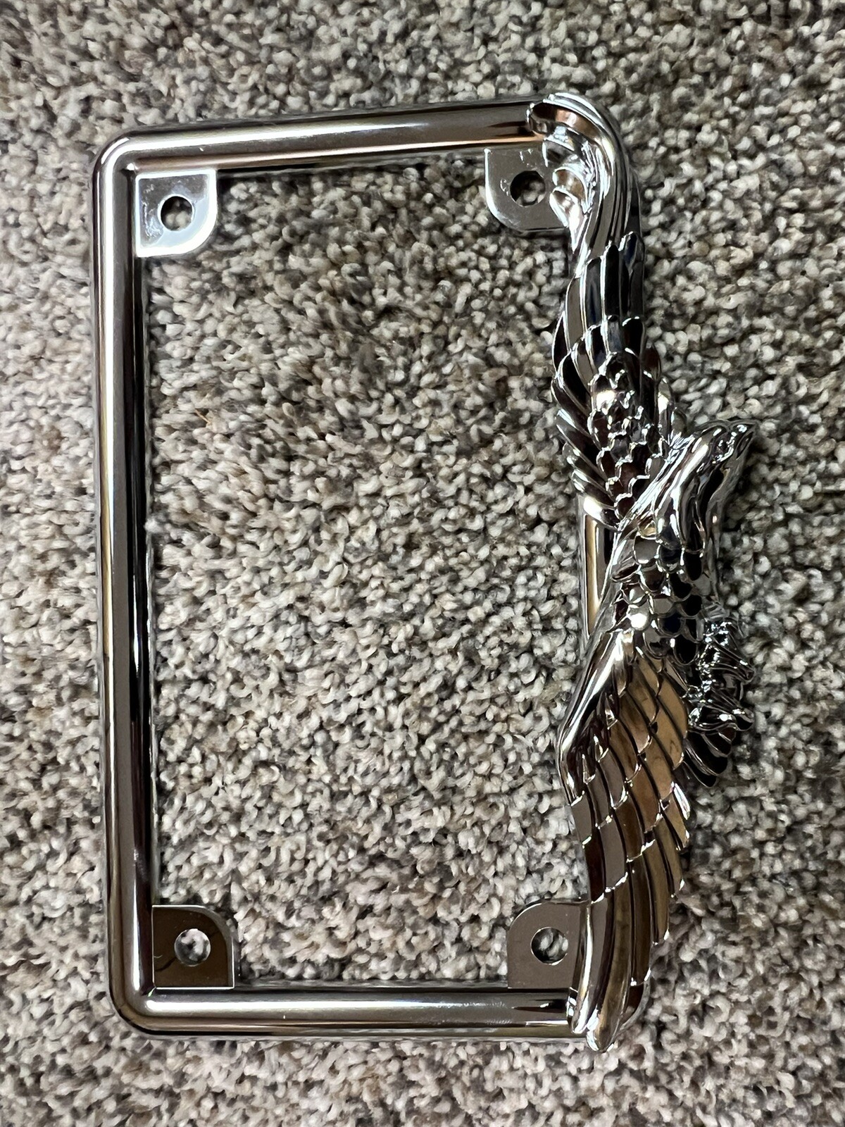 MOTORCYCLE Chrome American Eagle License Plate Tag Frame Holder