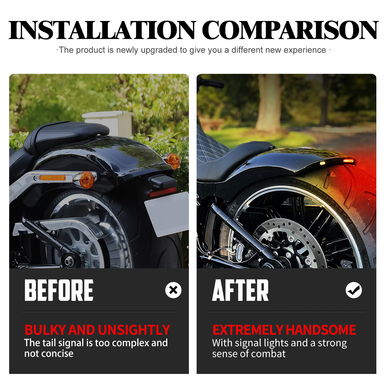 Driver Seat W/ LED Rear Short Fender For Harley Softail Rocker FXCW FXCWC 08-17