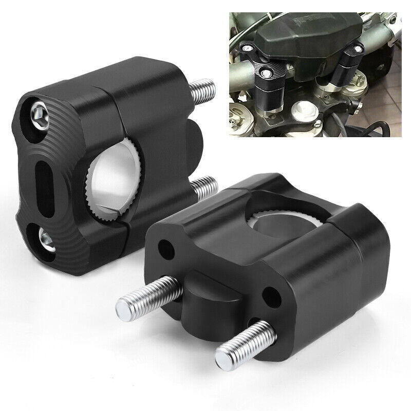Black HandleBar Fat Bar Mount Clamps Risers Adaptor 7/8″ to 1 1/8″ Dirt Pit Bike