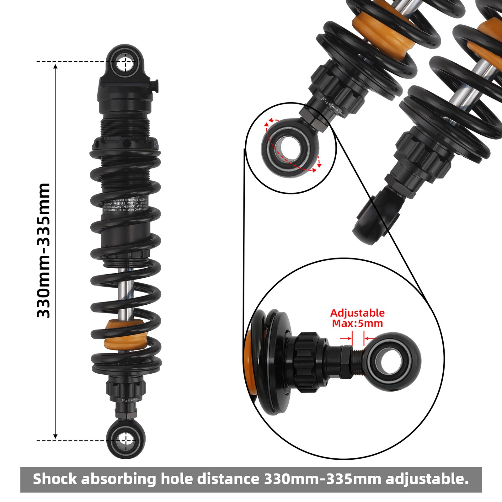 Remote Reservoir Rear Suspensions Shock Fit For Harley Touring Road Glide 14-24