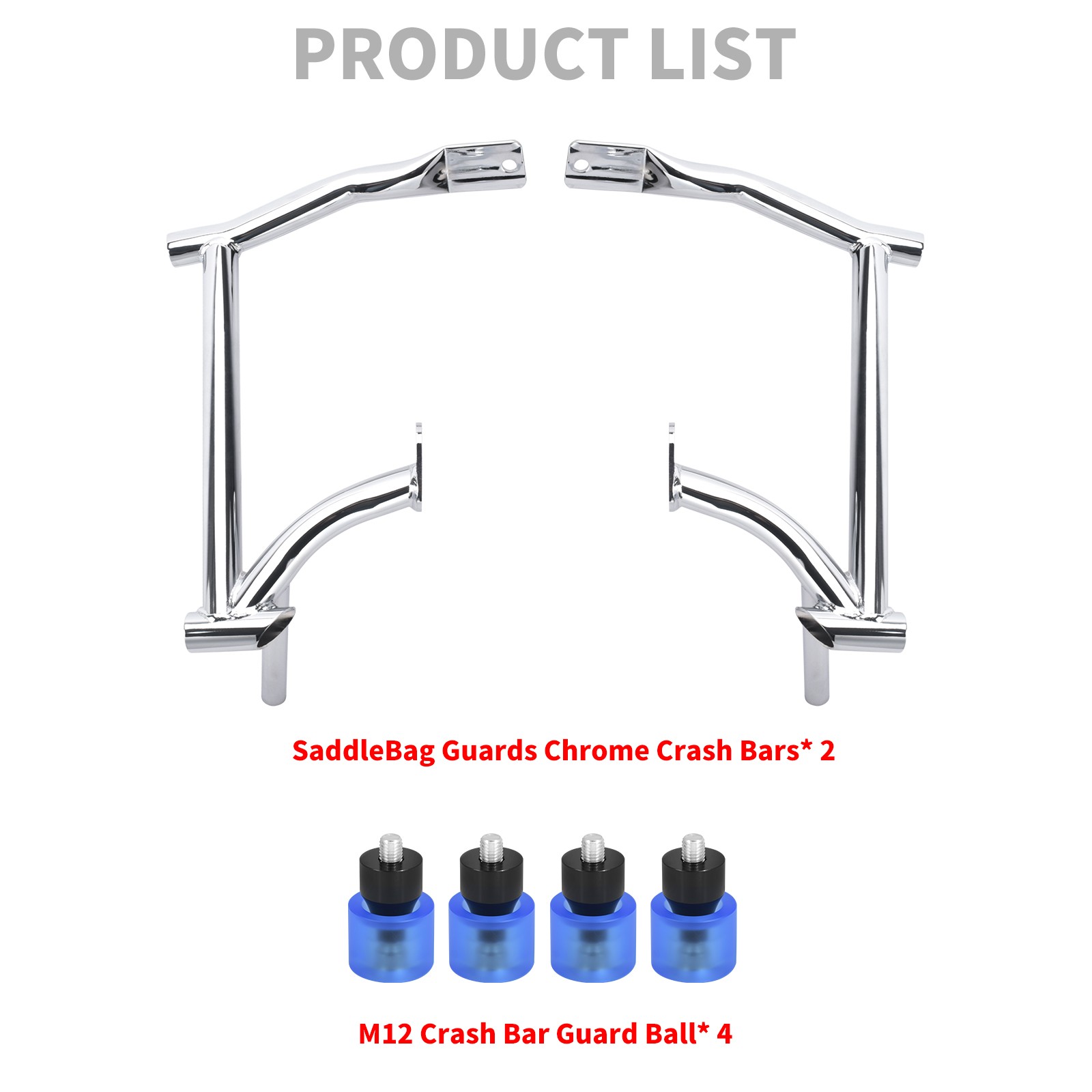 Chrome Saddlebag Bracket Crash Guard Bar w/ Guard Balls For Harley Touring 09-25