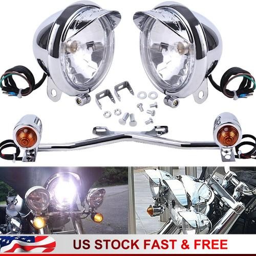 Motorcycle Passing Spot Fog Bracket Turn Signal Light Stand Bar For Harley Honda