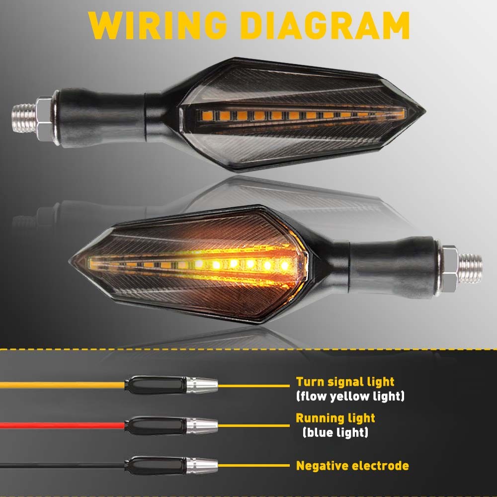 AUXITO Amber Blue Motorcycle LED Turn Signal Lights Lamp Dynamic Car Accessories