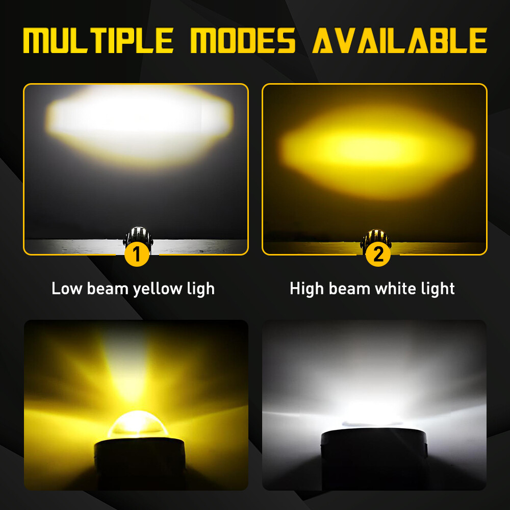 2pcs Motorcycle Headlight Universal LED Headlamp Projector Lens Dual Spotlight