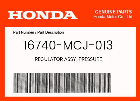 Honda Genuine Regulator Assy., Pressure – 16740-Mcj-013