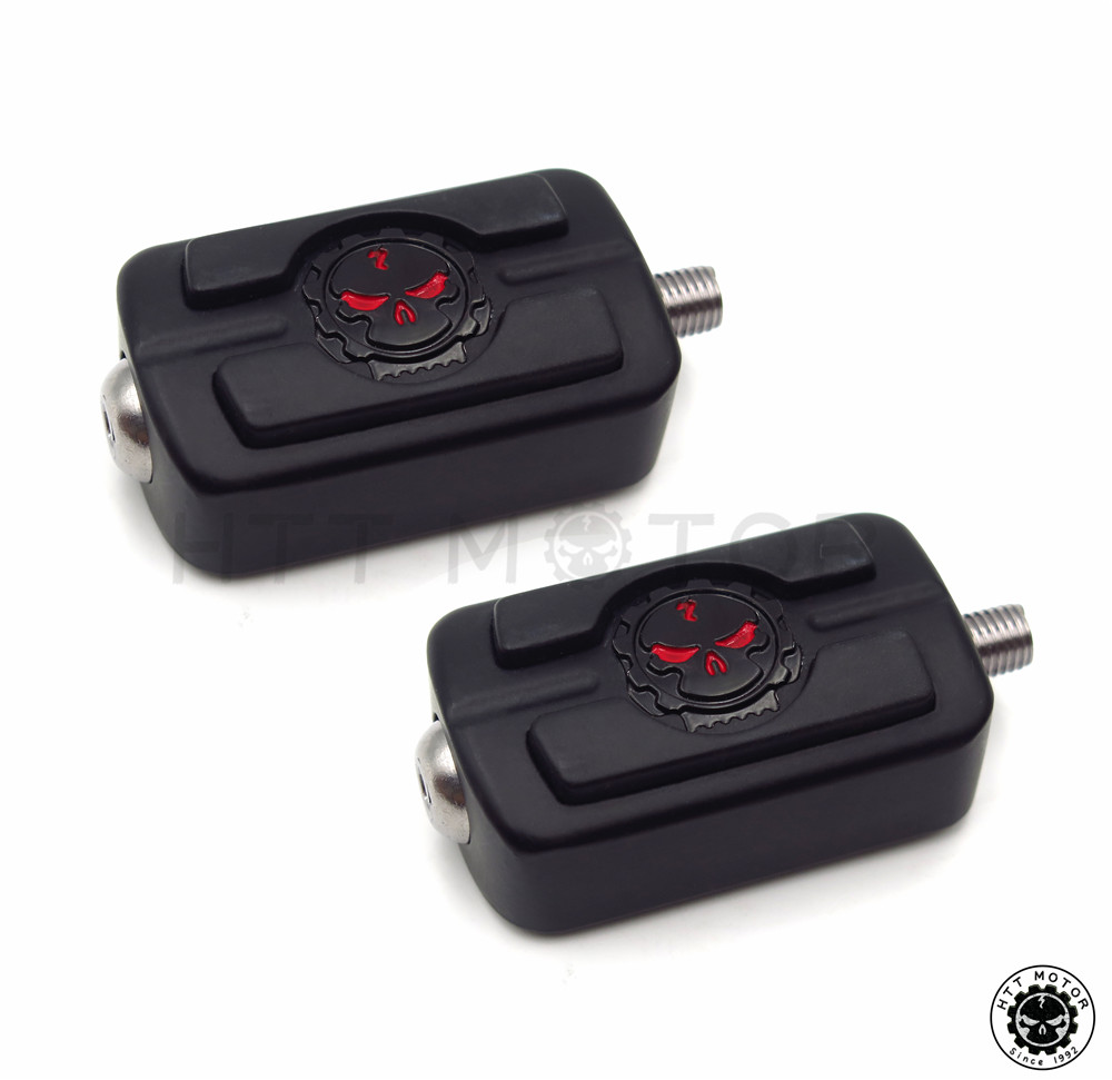 2 Black Skull Style Toe Heal Shift Peg Set for Harley Footpeg Shifter Brake