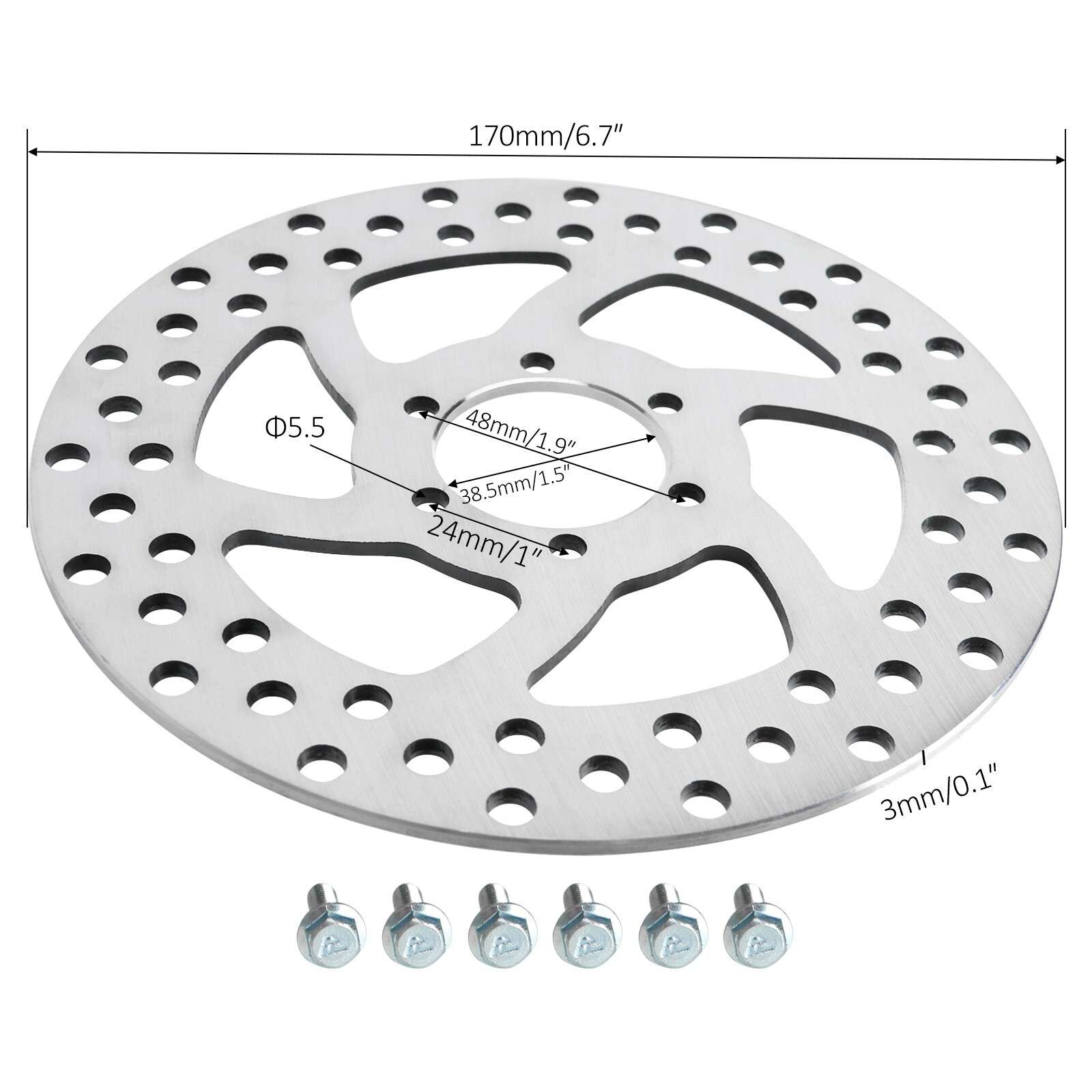 Left Hydraulic Brake Caliper 170mm Disc Rotor for Harley E-Bike Razor Mini DIrt