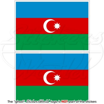 AZERBAIJAN Azerbaijani Flag 100mm (4″) Vinyl Bumper Stickers, Decals x2