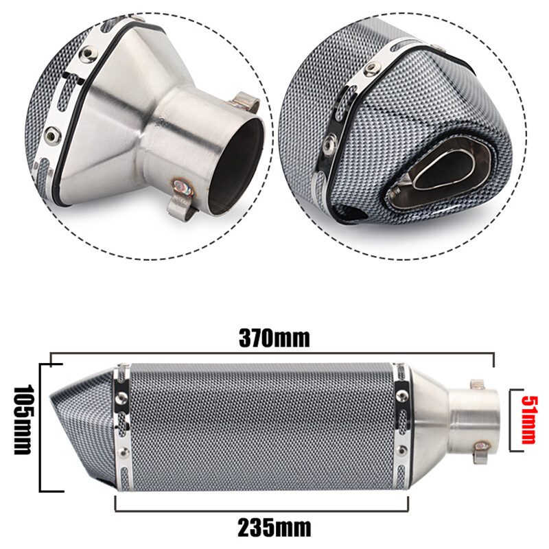 Slip on for Honda NC750X NC700X Exhaust Tips Muffler 370mm Mid Link Pipe System