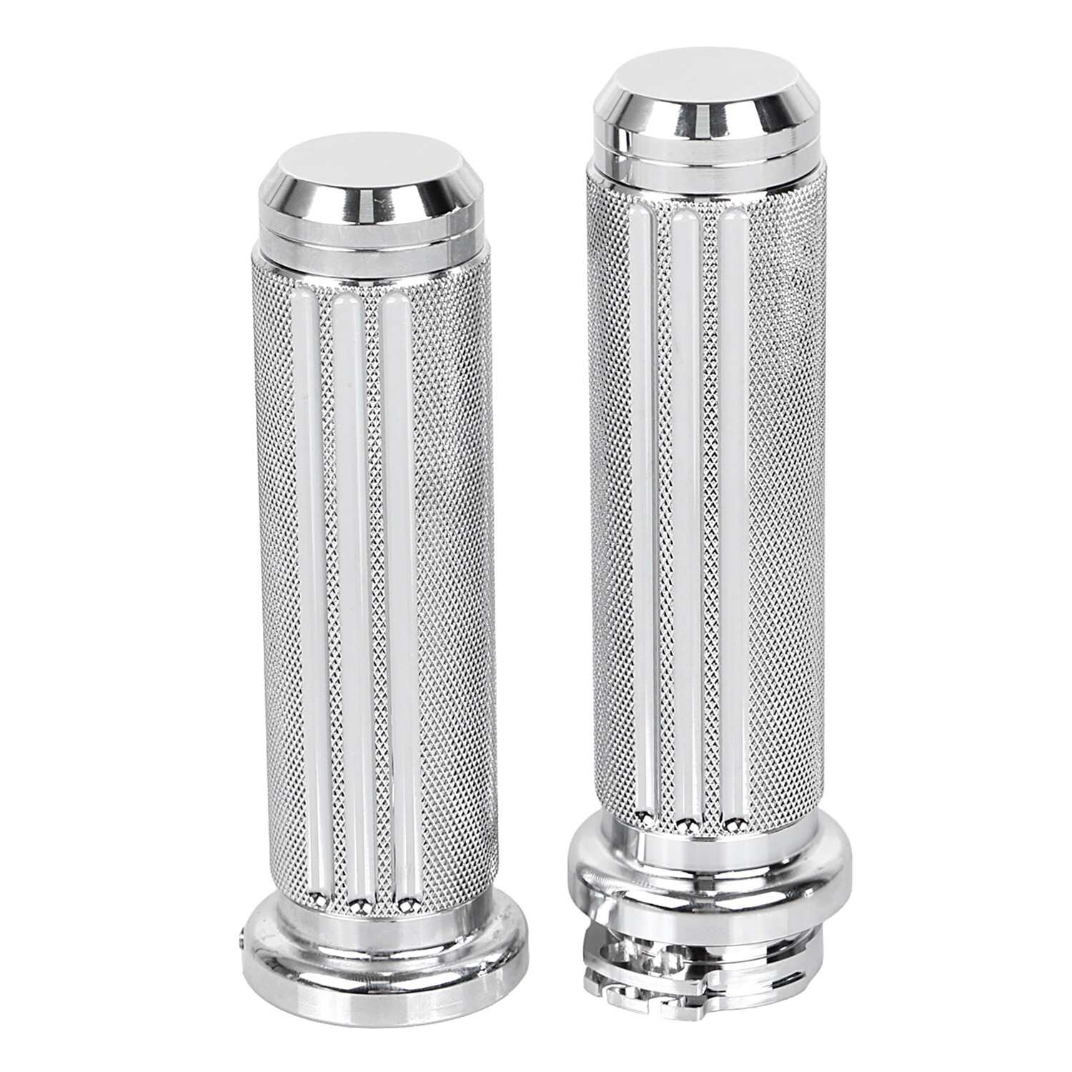 CNC Aluminum Chrome 1″ Handlebar Hand Grip For Harley Softail Fat Boy Road King