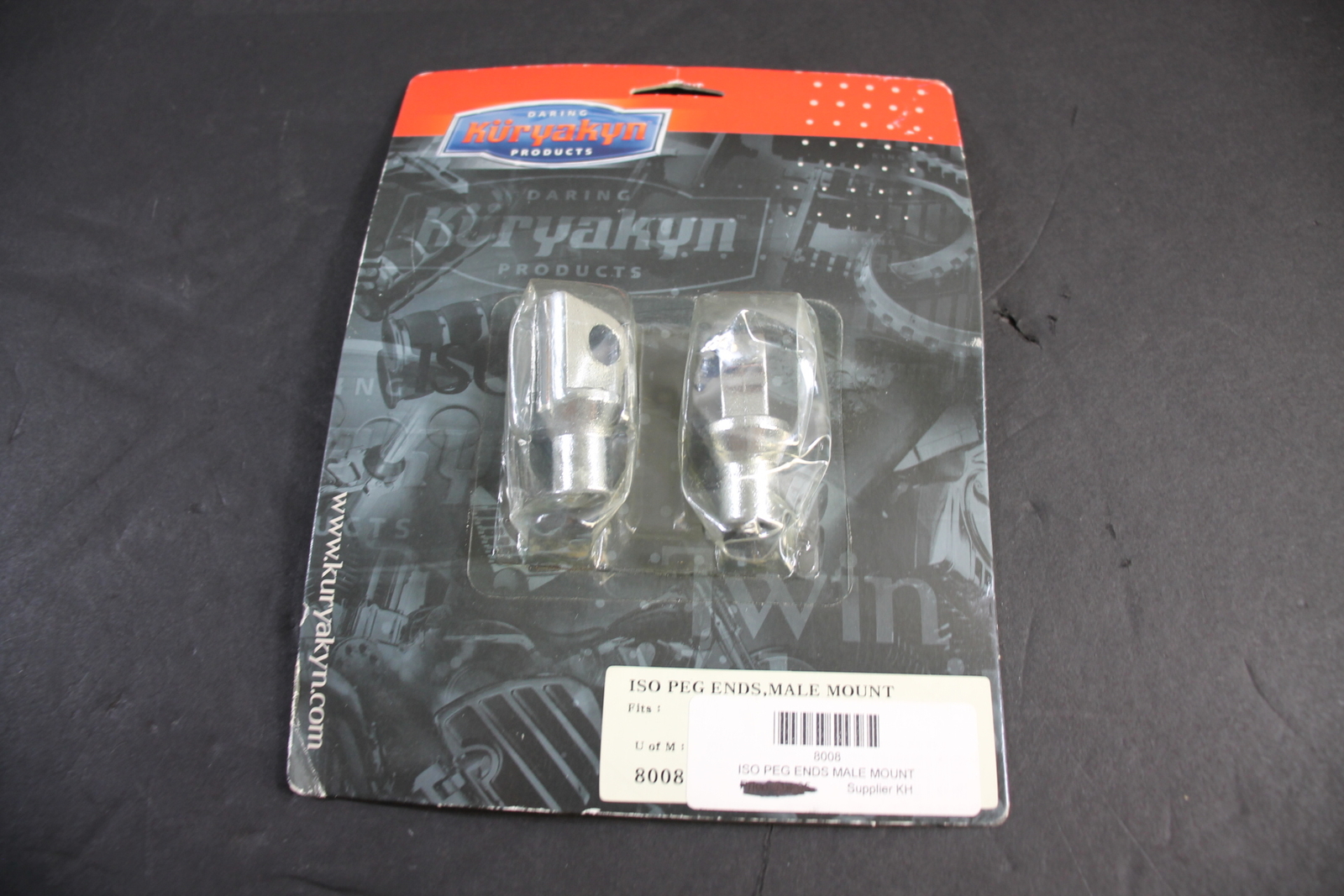 NEW IN BOX KURYAKYN CHROME TAPERED ADJUSTABLE H-D MALE MOUNT PEG ADAPTERS 8008