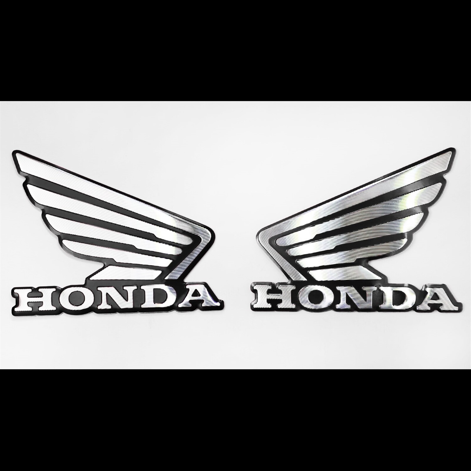 3.5″ALUMINUM METAL BLACK&CHROME WING LOGO DECAL EMBLEM TANK/FENDER STICKER