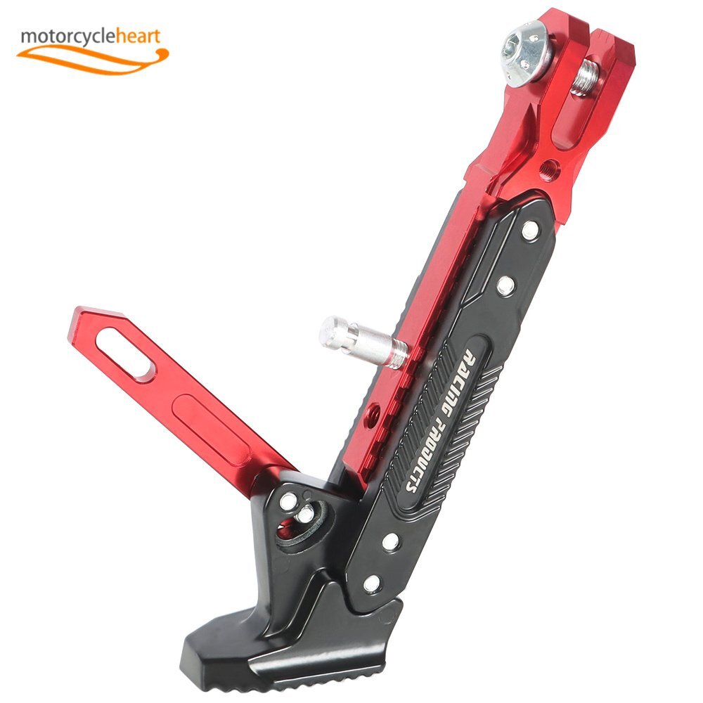 Red Adjustable CNC Aluminum Alloy Kickstand Motorcycle Foot Side Support Stand