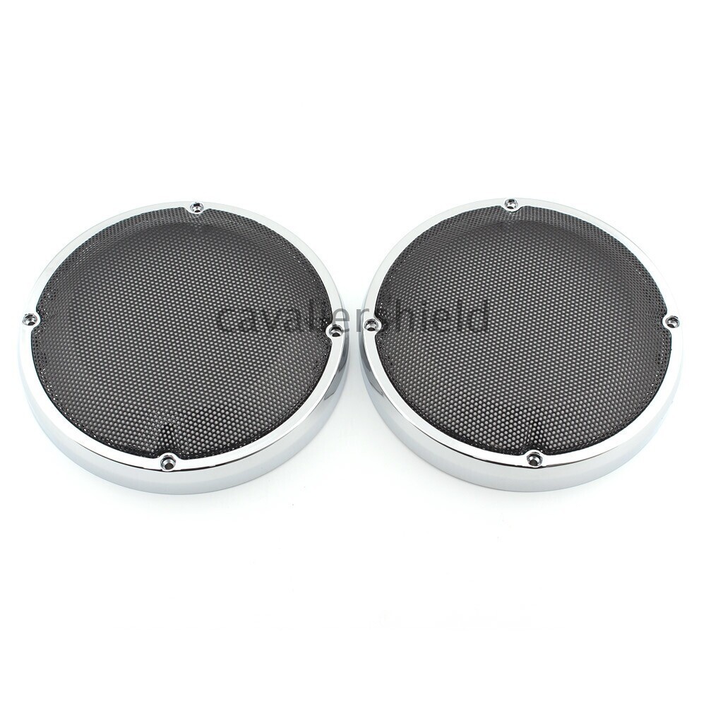 Fit for Harley Touring 1983-2023 Chrome 6.5″ Saddlebag Lid Speaker Grill Covers
