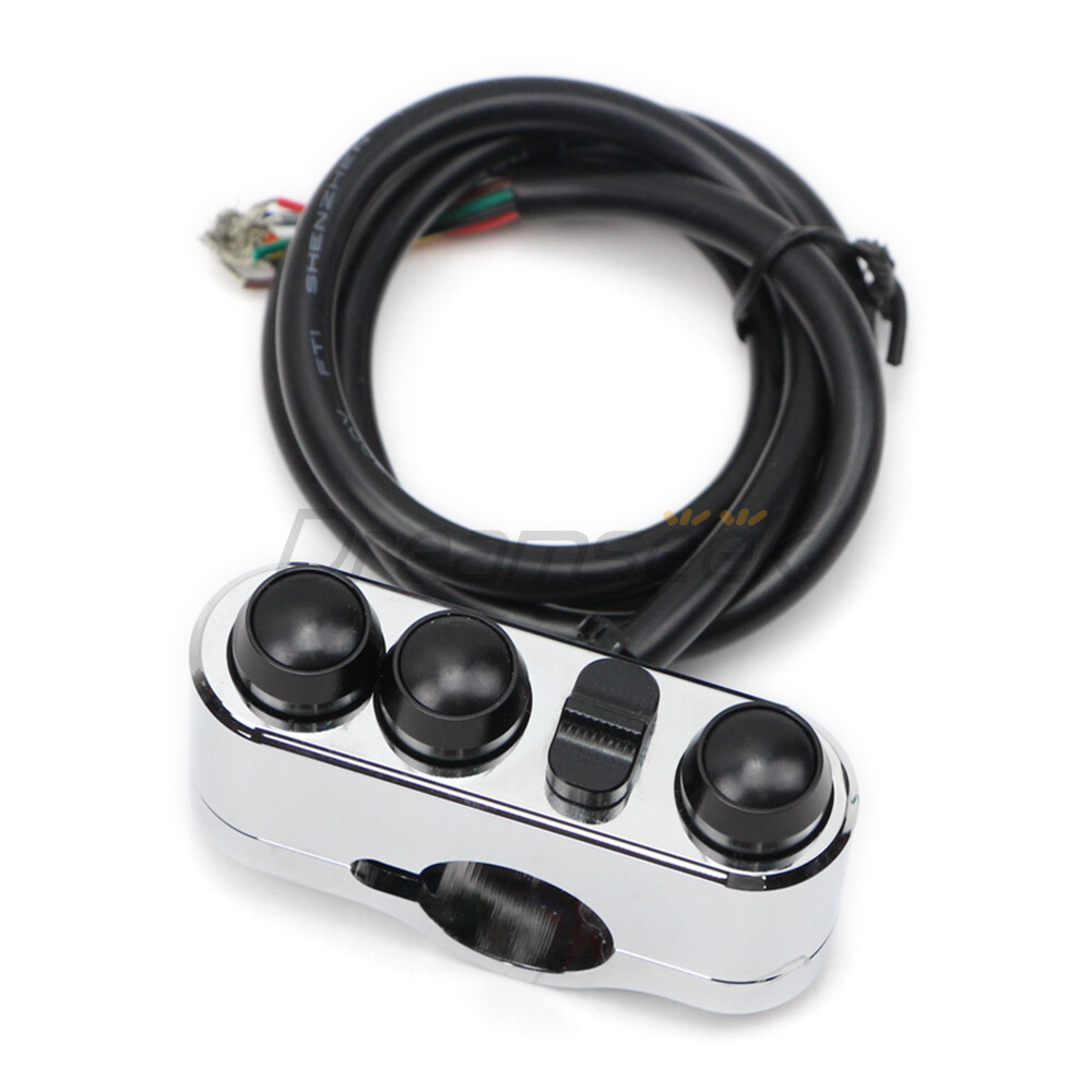1” Universal Handlebar Switch Button Control Turn Signal Horn for Harley Chrome