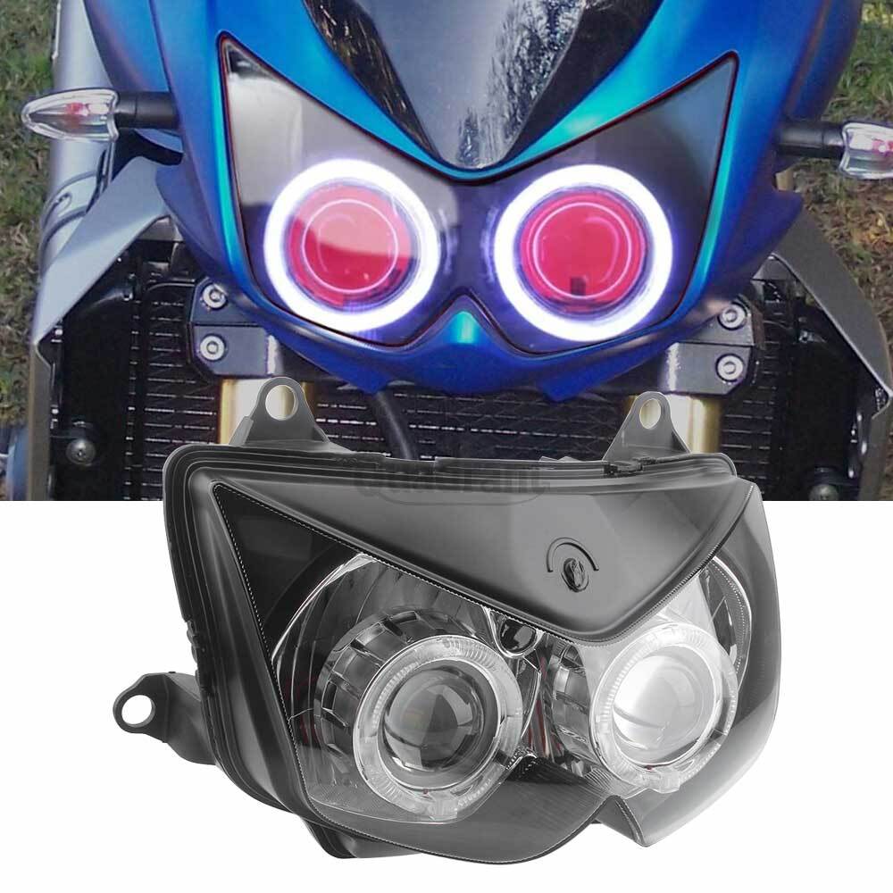 Headlight Red Devil White Angel Eye Projector For Kawasaki Z1000 Z750 NINJA 250R