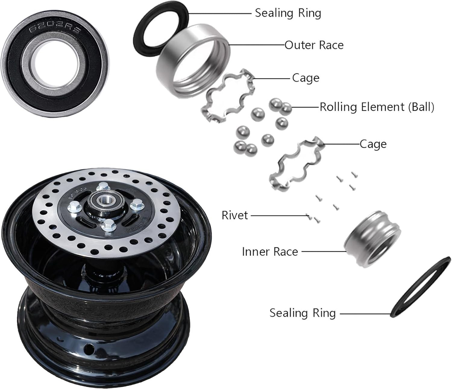 Rear Hydraulic Disc Brake Kit for Coleman CT200U CT200U-EX BT200X Mini Bike