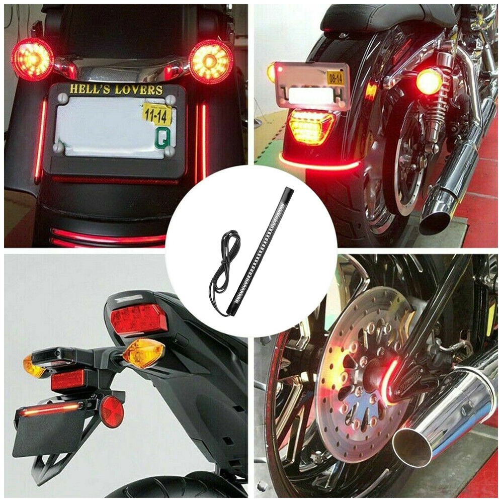2x Flexible Motorcycle LED Strip 48LED Brake Stop Turn Signal Running Tail Light