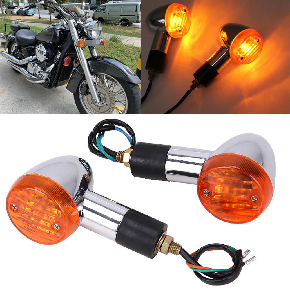 Pair Motorcycle Amber Turn Signals For Kawasaki VN Vulcan 500 800 88 900 Classic