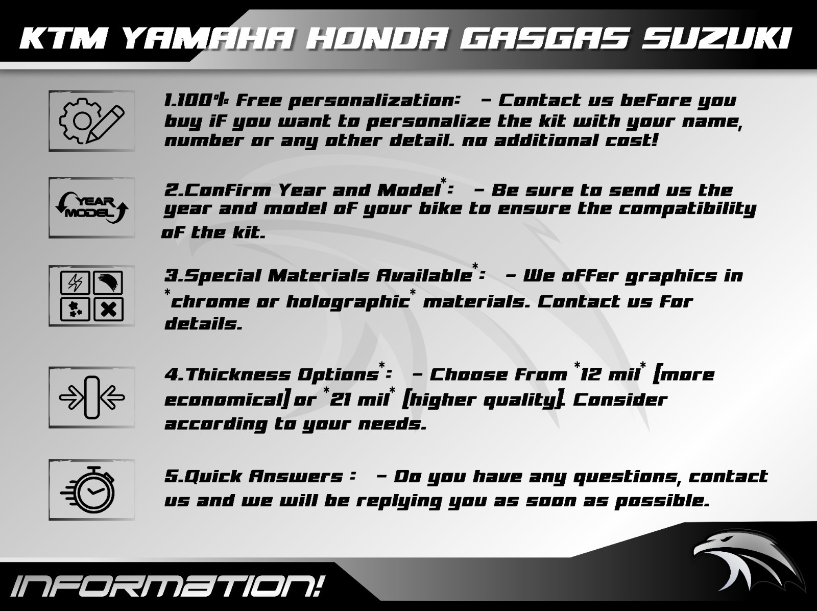 Motocross graphics for YAMAHA YZ 125 YZ250x 2015 – 2021 100%Customized tyrtay39