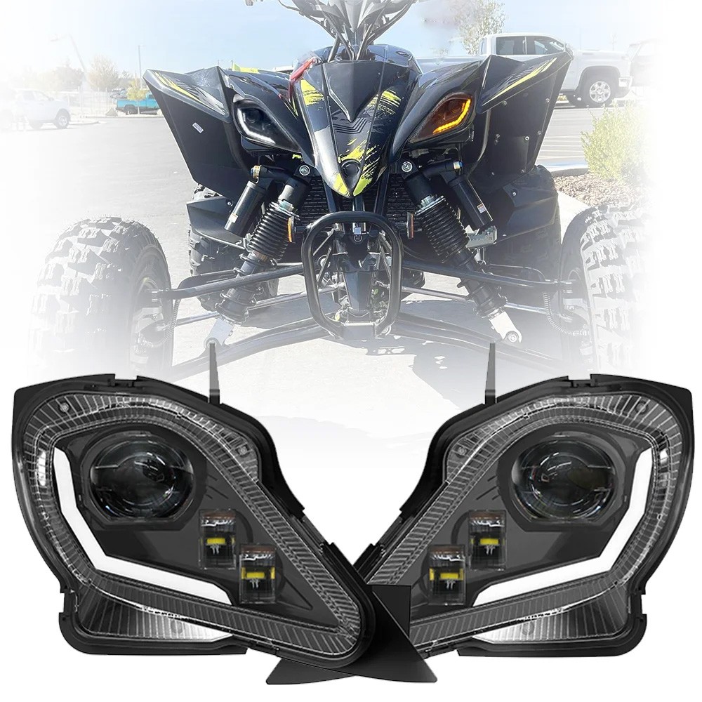 Pair LED Headlights Set For YAMAHA RAPTOR YFZ 450 700 700R YFM 250 350 2006-2024