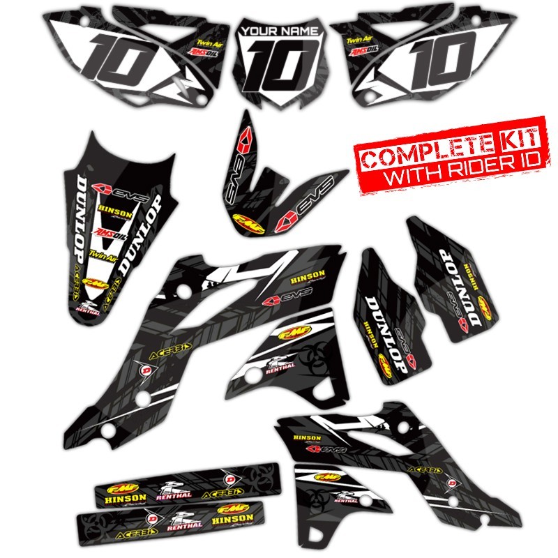 2009 2010 2011 KXF 450 GRAPHIC KIT KAWASAKI ISLANDSTRIKE: GREY / BLACK DECALS