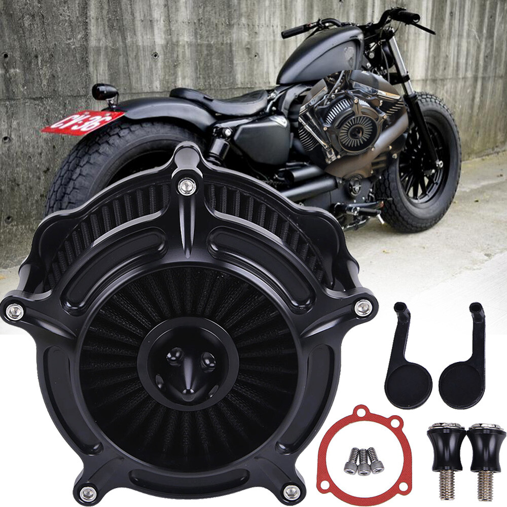 Black Turbine Air Cleaner Intake Filter For Harley Sportster Iron 883 1200 48 72