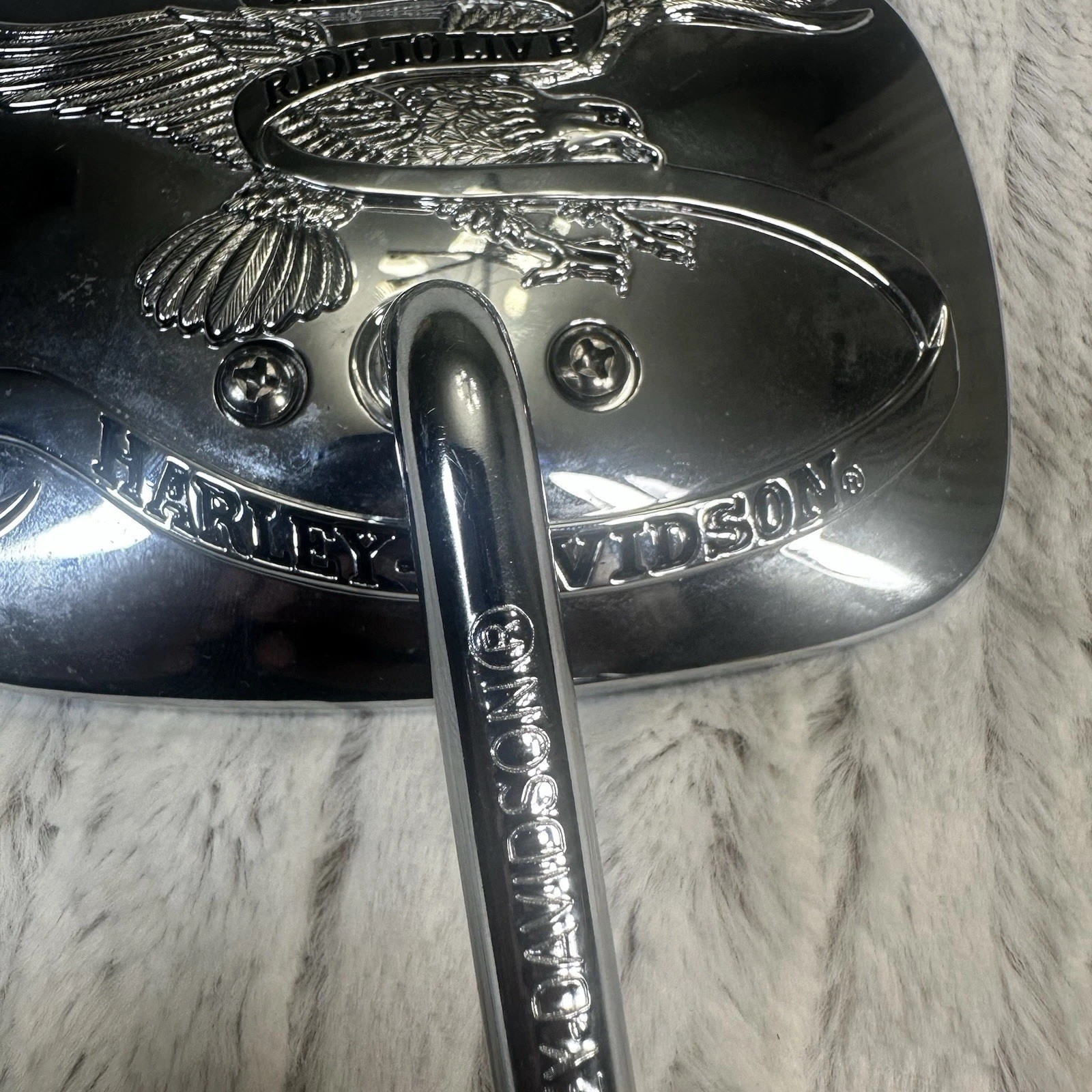 OEM Harley Davidson Chrome Rectangular Motorcycle Side Mirror Smoked Glass