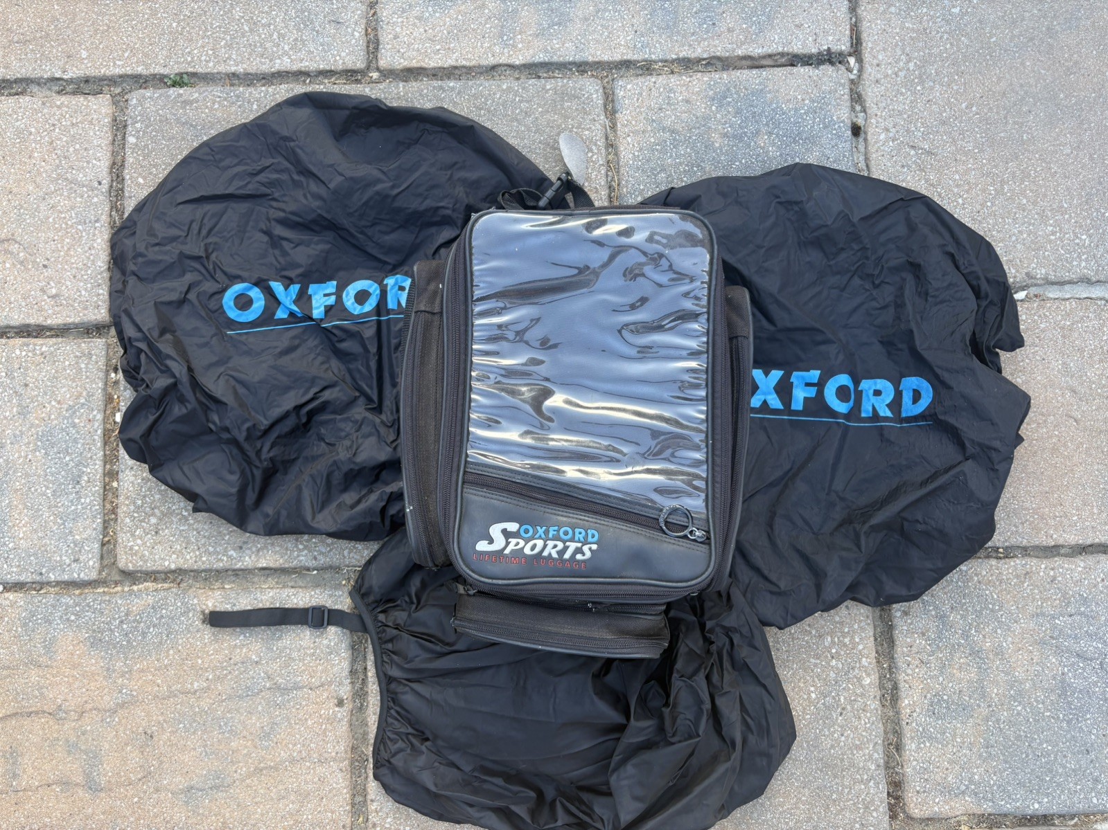 Oxford Sports Lifetime Magnetic Motorcycle Tank Bag Rucksack + 3 Rain Covers