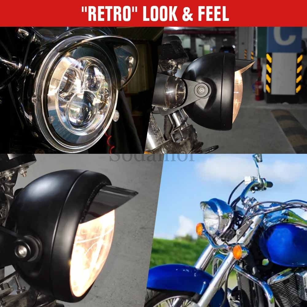 Chrome 7-inch Headlight Visor Fit for Honda Kawasaki Suzuki Yamaha Indian Chief