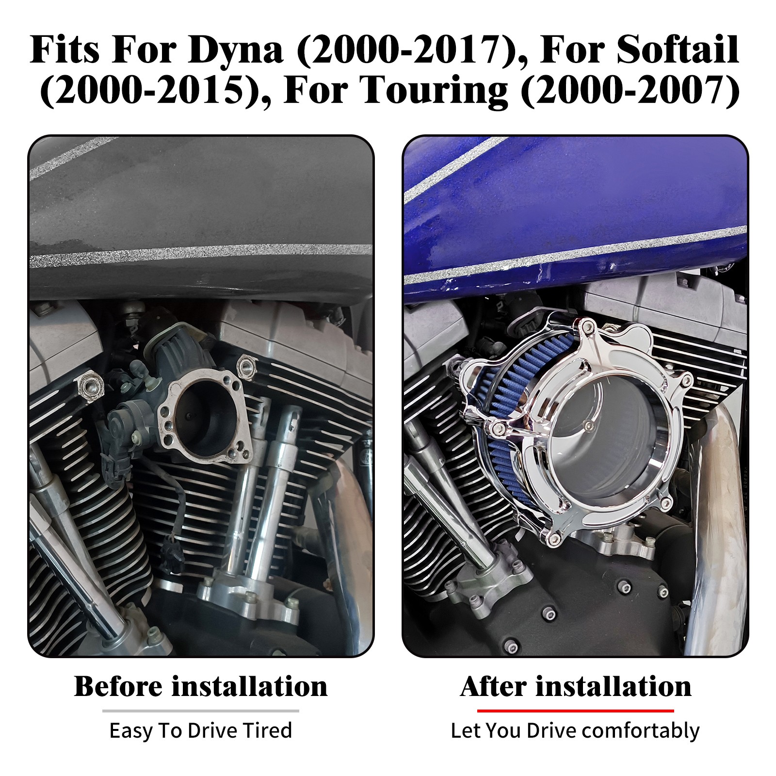 Clear Air Cleaner Intake Filter Fit For Harley Dyna Wide Glide Softail Fat Boy