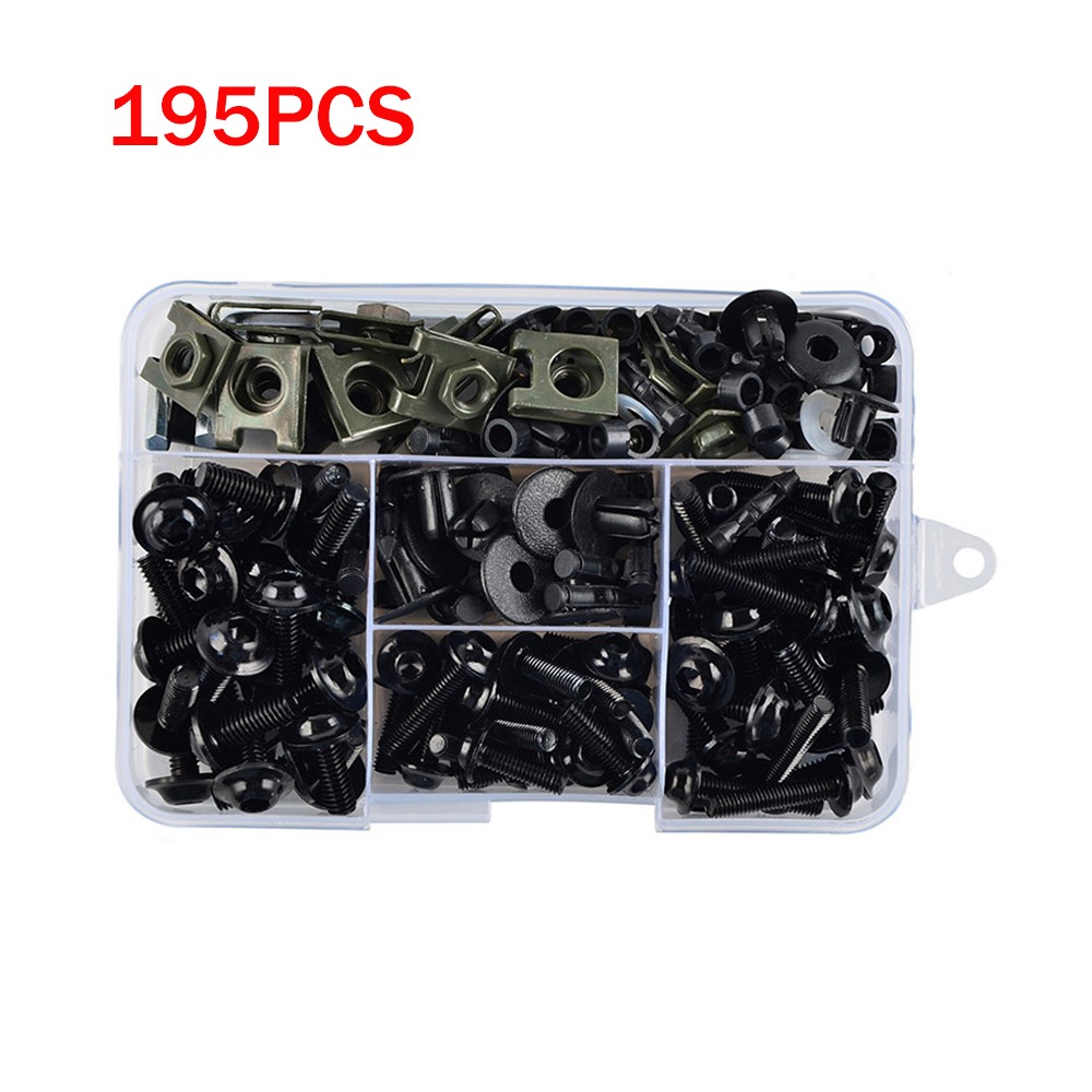 195pcs Motorcycle Complete Fairing Bolts Kit Bodywork Screws Nuts Set M5 M6