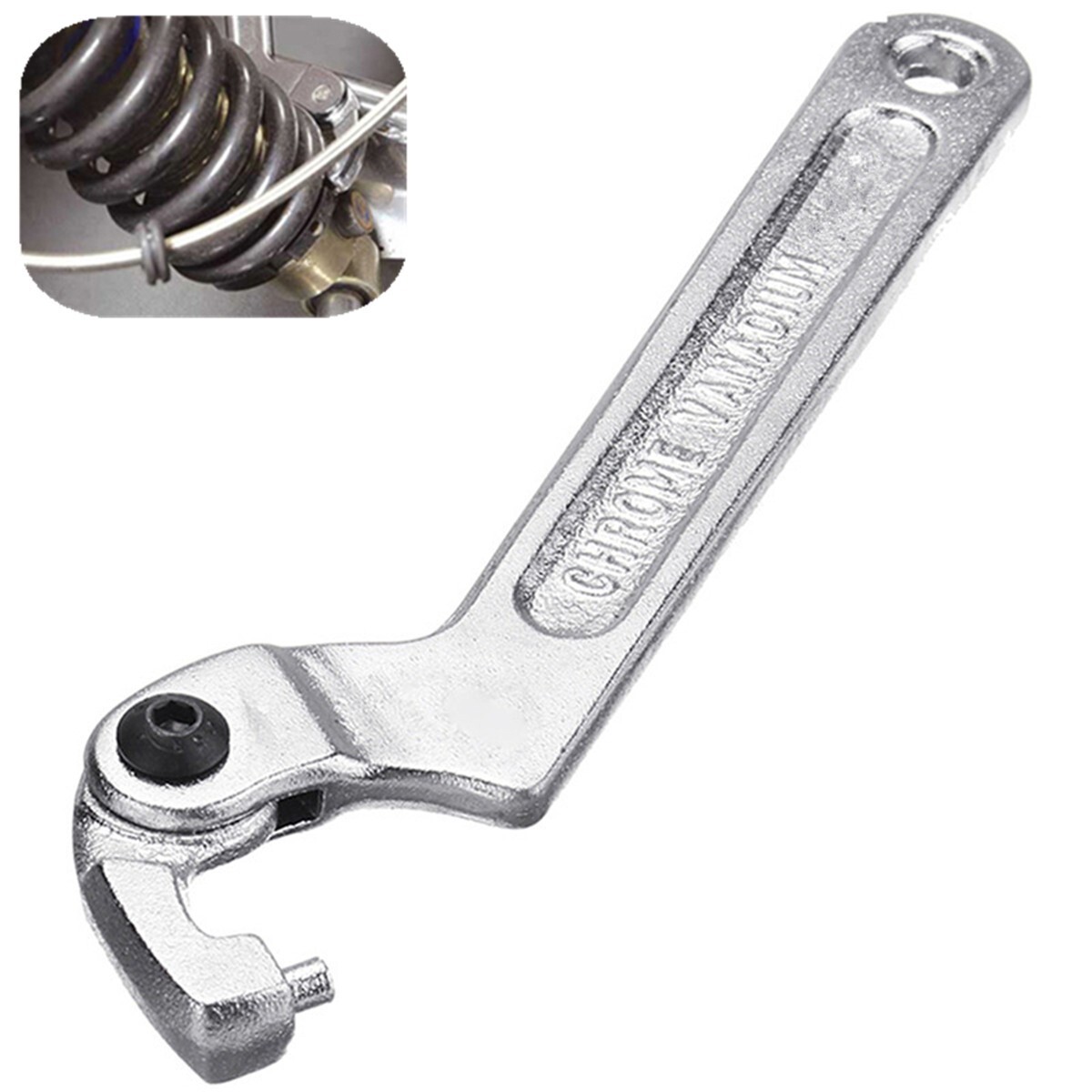 Hook Wrench C Clamp Spanner Tool Adjustable 19-51mm For ATV Motorcycle Spring