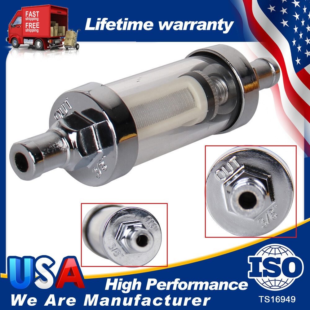 Universal 9748 3/8Inch Clear Glass Fuel Filter Car Petrol Diesel Inline Reusable