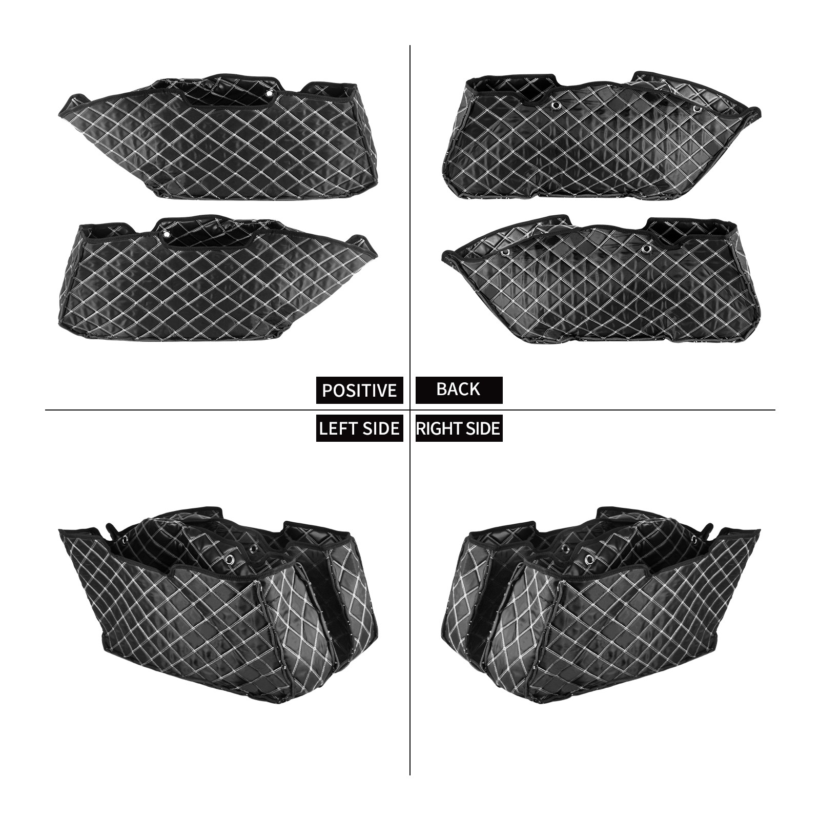 Rear Saddlebag Liners Inserts White Stitching For Harley Street Glide 2024-25