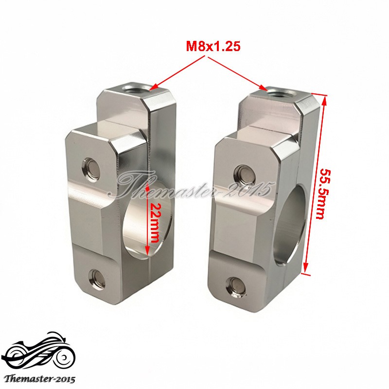 8mm Billet Mirror Bracket Mount Holder M8 X 1.25mm For 7/8″ Handlebar Motorcycle