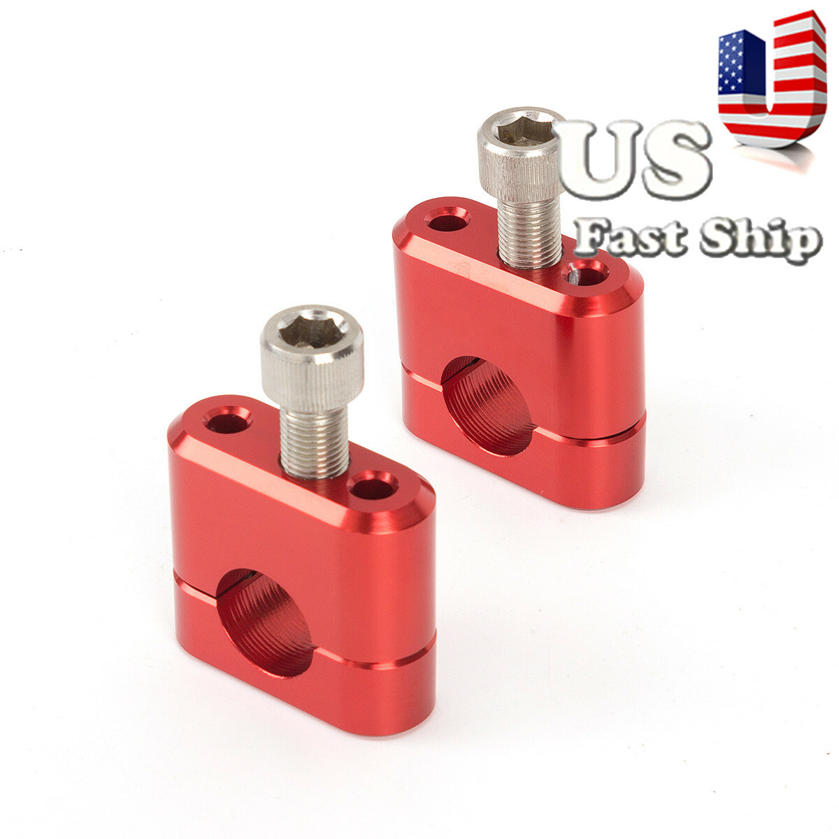 FXCNC CNC Red Handle Fat Bar Mount Clamps Riser for Dirt Bike Motocross 7/8″ USA